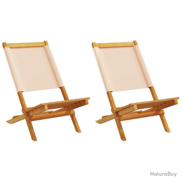 Chaises de jardin lot de 2 beige bois d'acacia massif et tissu alsavelo