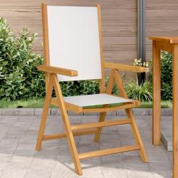 Chaises de jardin lot de 2 blanc cr&egrave;me bois acacia massif tissu