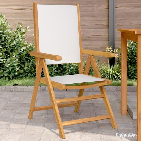 Chaises de jardin lot de 2 blanc cr�me bois acacia massif tissu