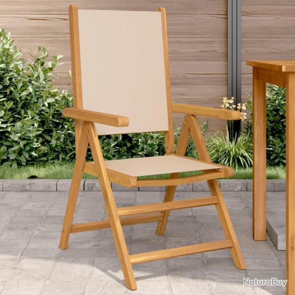 Chaises de jardin lot de 2 beige bois d'acacia massif et tissu alsavelo