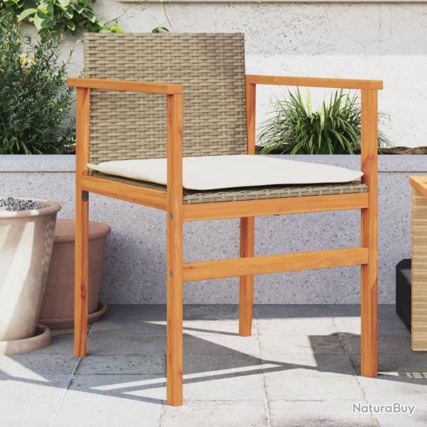 Chaises de jardin coussins lot de 2 beige r�sine tress�e bois