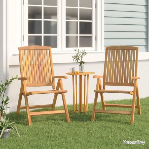 Chaises de jardin inclinables lot de 2 bois massif de teck alsavelo
