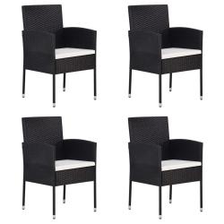 Chaises de jardin coussins blanc cr&egrave;me 4pcs noir r&eacute;sine tress&eacute;e