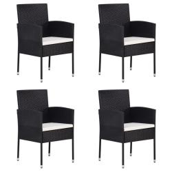 Chaises de jardin coussins blanc cr&egrave;me 4pcs noir r&eacute;sine tress&eacute;e