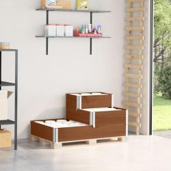 Lit sur&eacute;lev&eacute; &agrave; 3 niveaux marron 120x80 cm bois pin massif alsavelo