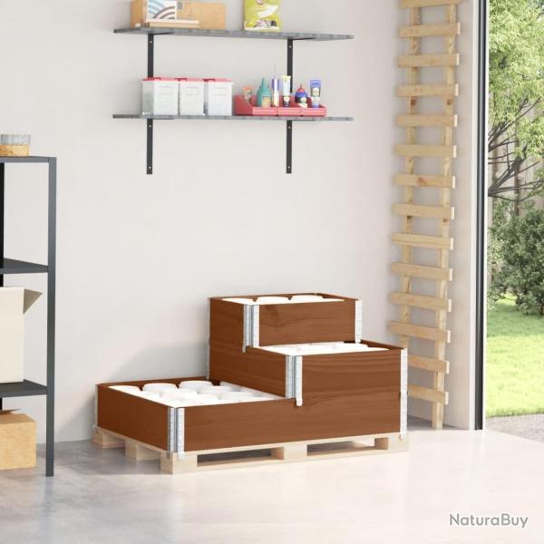 Lit sur�lev� � 3 niveaux marron 120x80 cm bois pin massif