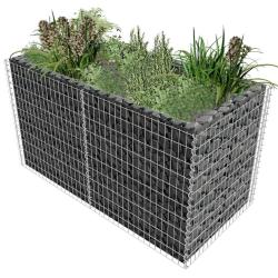 Lit sur&eacute;lev&eacute; &agrave; gabion Acier 180 x 90 x 100 cm Argent&eacute;