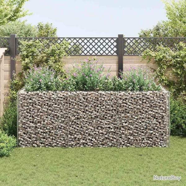 Lit sur�lev� � gabion Acier 270x90x100 cm alsavelo