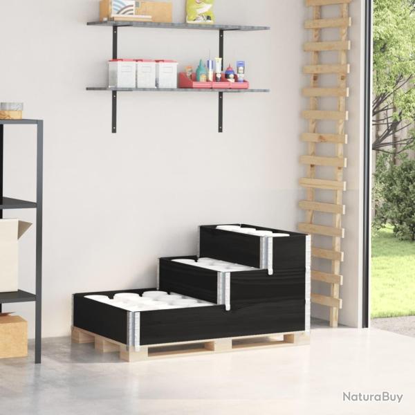 Lit sur�lev� � 3 niveaux noir 120x80 cm bois de pin massif