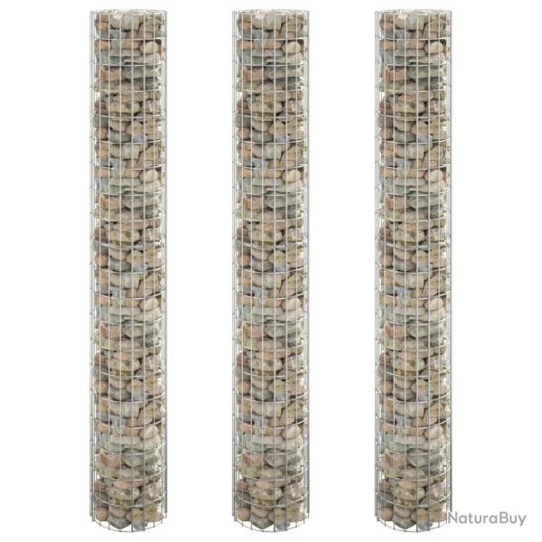 Lit sur�lev� � gabion circulaire 3pcs Acier galvanis� �30x200cm