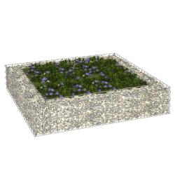 Lit sur&eacute;lev&eacute; &agrave; gabion Acier galvanis&eacute; 100x100x20 cm