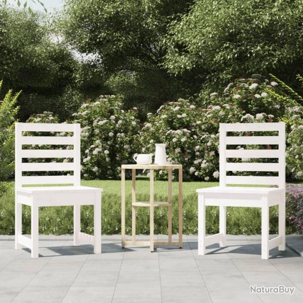 Chaises de jardin lot de 2 blanc 50x48x91,5 cm bois massif pin alsavelo