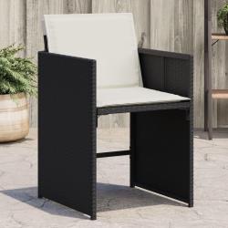 Chaises de jardin lot de 4 avec coussins noir r&eacute;sine tress&eacute;e