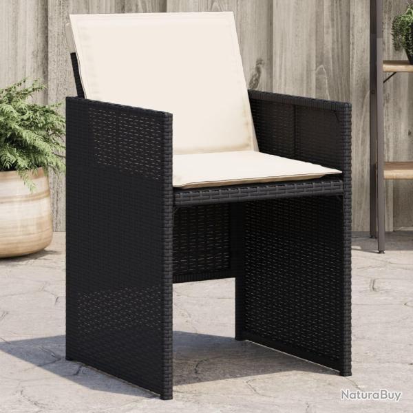 Chaises de jardin lot de 4 avec coussins noir r�sine tress�e