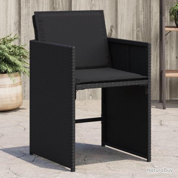 Chaises de jardin lot de 4 avec coussins noir r�sine tress�e