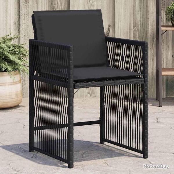Chaises de jardin lot de 4 avec coussins noir r�sine tress�e
