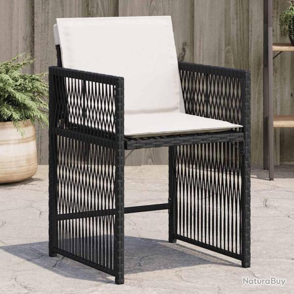 Chaises de jardin lot de 4 avec coussins noir r�sine tress�e