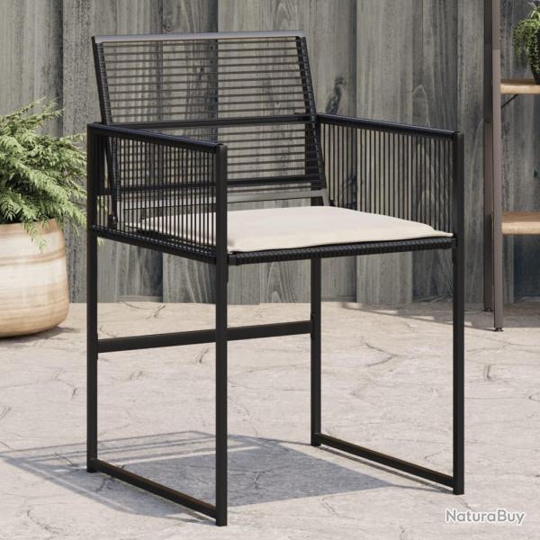 Chaises de jardin lot de 4 avec coussins noir r�sine tress�e