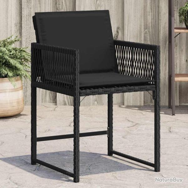 Chaises de jardin lot de 4 avec coussins noir r�sine tress�e