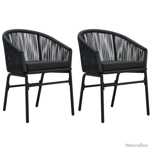 Chaises de jardin lot de 2 Noir Rotin PE alsavelo