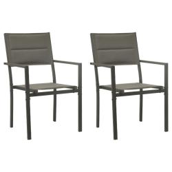 Chaises de jardin lot de 2 Textil&egrave;ne acier Gris et anthracite