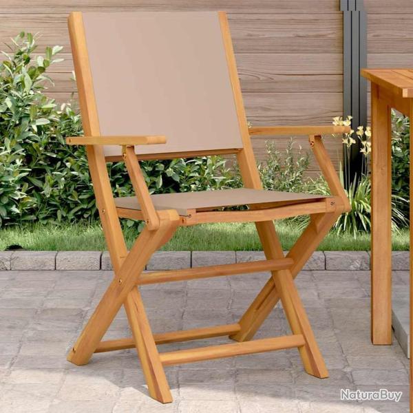 Chaises de jardin lot de 2 taupe bois d'acacia massif et tissu alsavelo