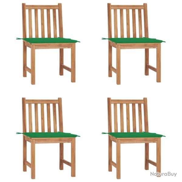 Chaises de jardin lot de 4 avec coussins Bois de teck massif alsavelo