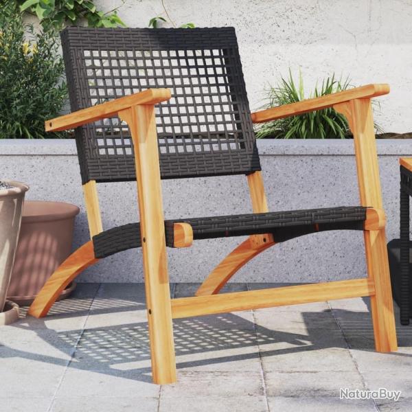 Chaises de jardin lot de 2 noir r�sine tress�e et bois d'acacia