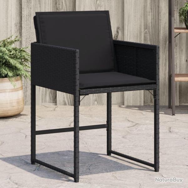 Chaises de jardin lot de 4 avec coussins noir r�sine tress�e