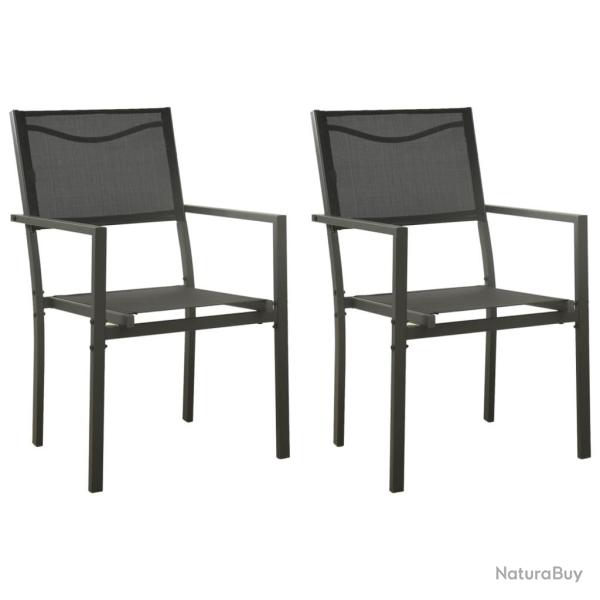 Chaises de jardin lot de 2 Textil�ne et acier Noir anthracite