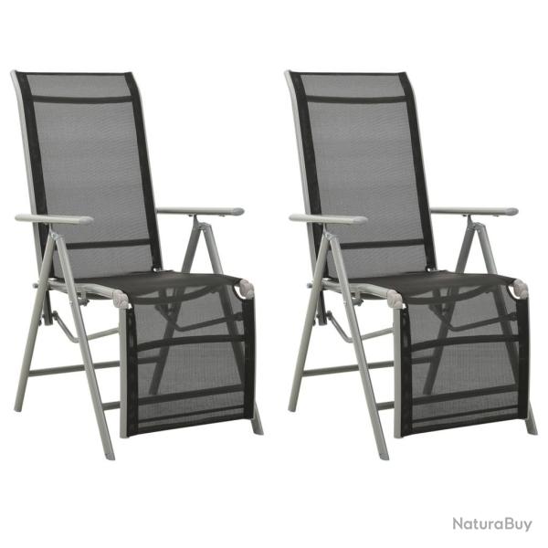 Chaises de jardin lot de 2 Textilne et aluminium Argent alsavelo