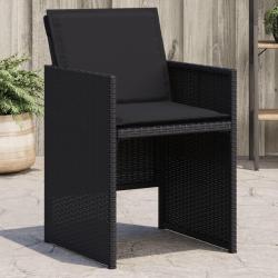 Chaises de jardin lot de 4 avec coussins noir r&eacute;sine tress&eacute;e