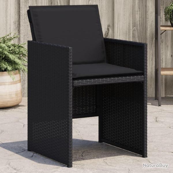 Chaises de jardin lot de 4 avec coussins noir r�sine tress�e