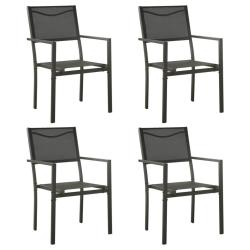 Chaises de jardin lot de 4 Textil&egrave;ne et acier Noir anthracite alsavelo