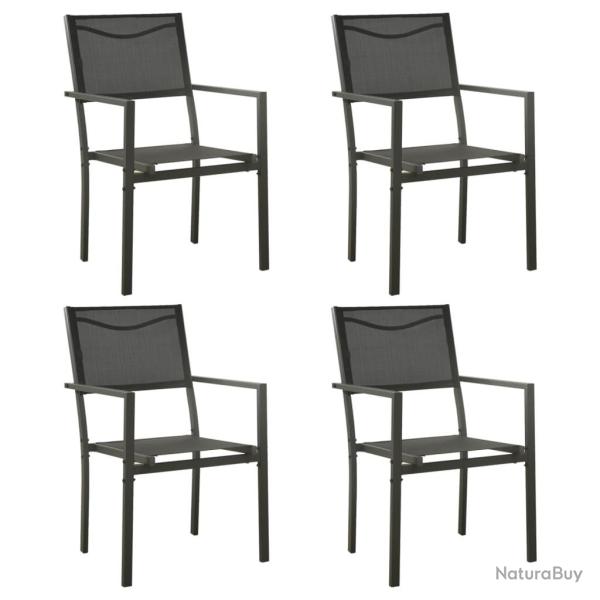 Chaises de jardin lot de 4 Textil�ne et acier Noir anthracite alsavelo