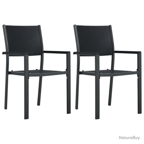 Chaises de jardin lot de 2 Noir Plastique Aspect de rotin