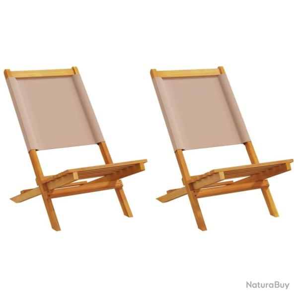 Chaises de jardin lot de 2 taupe bois d'acacia massif et tissu alsavelo