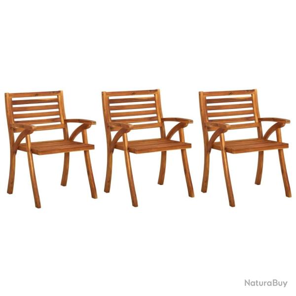 Chaises de jardin lot de 3 Bois d'acacia solide alsavelo