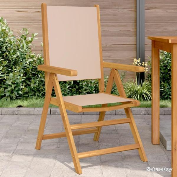 Chaises de jardin lot de 2 taupe bois d'acacia massif et tissu alsavelo