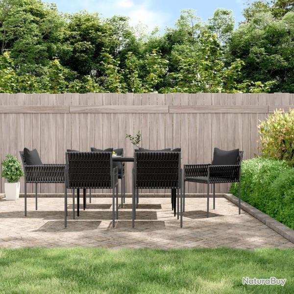 Chaises de jardin avec coussins lot de 6 noir 54x61x83 cm rotin alsavelo
