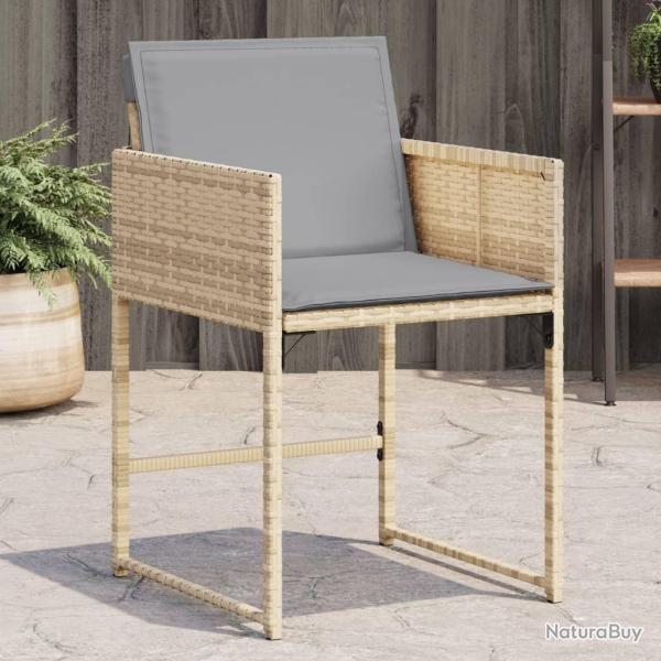 Chaises de jardin avec coussins lot de 4 m�lange beige