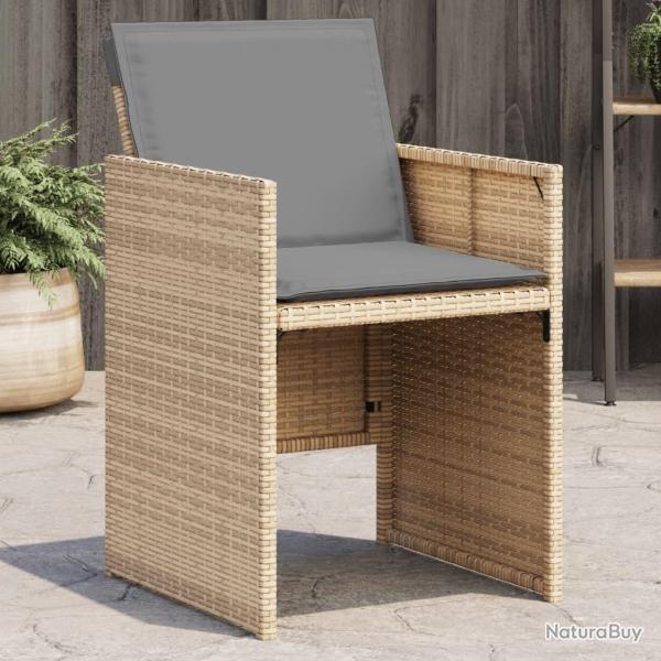 Chaises de jardin avec coussins lot de 4 m�lange beige