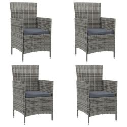 Chaises de jardin avec coussins lot de 4 R&eacute;sine tress&eacute;e Gris
