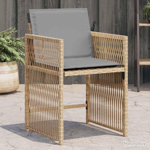 Chaises de jardin avec coussins lot de 4 m�lange beige