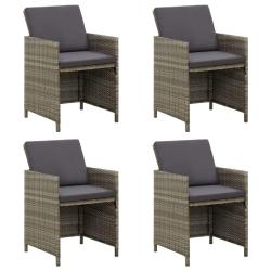 Chaises de jardin avec coussins lot de 4 R&eacute;sine tress&eacute;e Gris