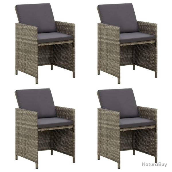 Chaises de jardin avec coussins lot de 4 R�sine tress�e Gris