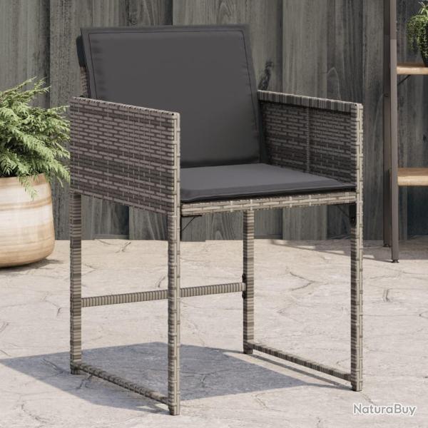 Chaises de jardin avec coussins lot de 4 gris r�sine tress�e