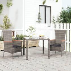 Chaises de jardin avec coussins lot de 2 R&eacute;sine tress&eacute;e Gris