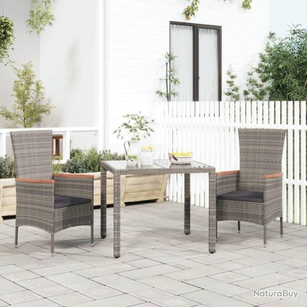 Chaises de jardin avec coussins lot de 2 Rsine tresse Gris alsavelo