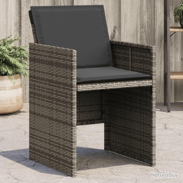 Chaises de jardin avec coussins lot de 4 gris r�sine tress�e